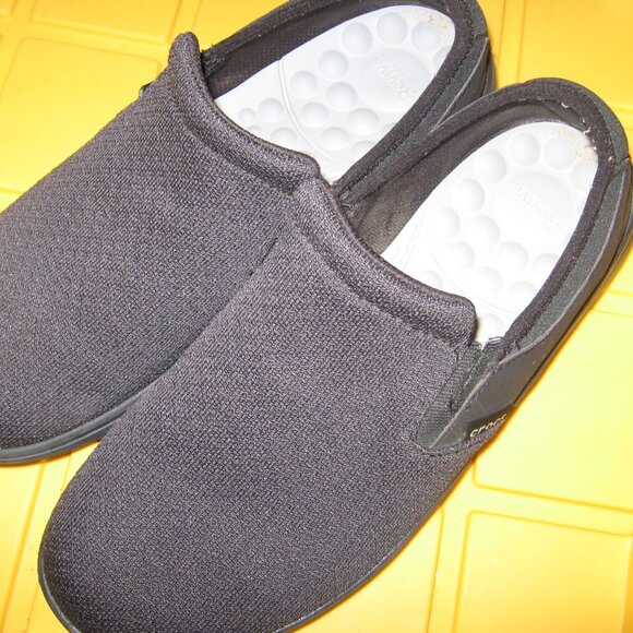 Crocs Men's Reviva Canvas Slip On Shoe Size 9 Black 205807 - Picture 1 of 8